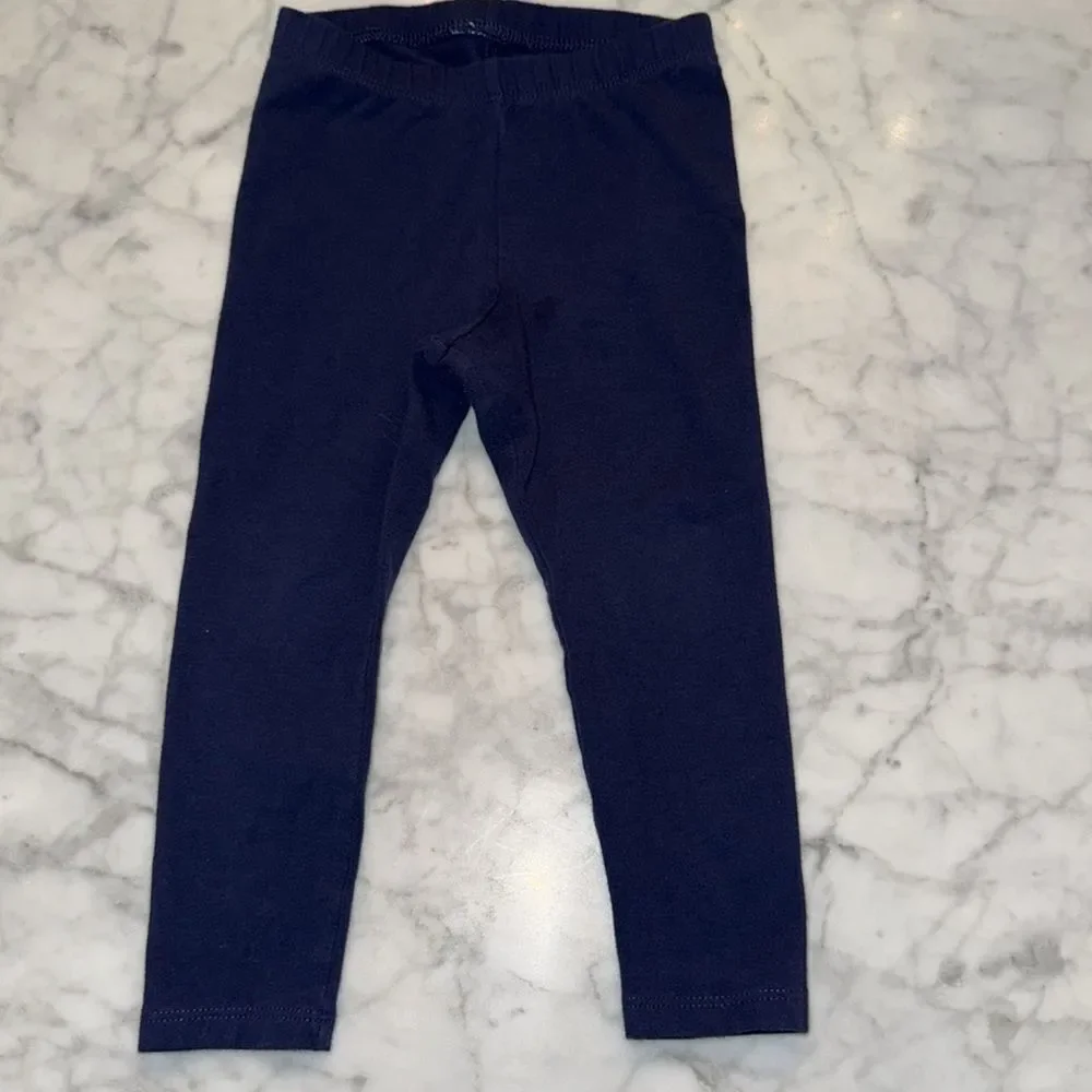 Cat & Jack White Ruffle Top with Navy and Tan Leggings Bundle 2T